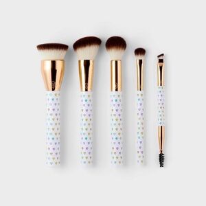 Roller Rabbit Heart Print Makeup Brush Set - White, Gold, Multicolor Hearts